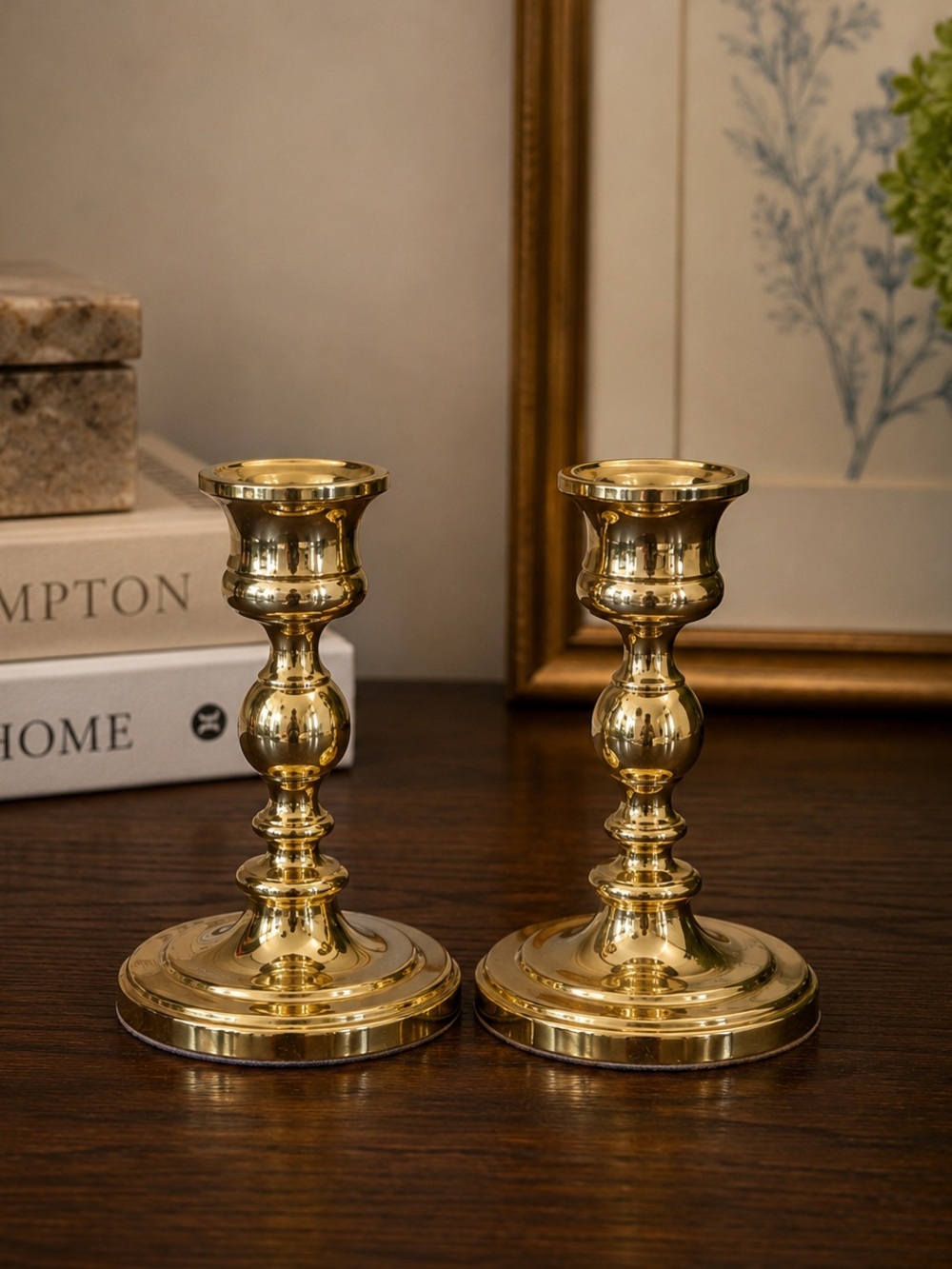 Pair of 4.75” Vintage Baldwin Solid Brass Candlesticks
